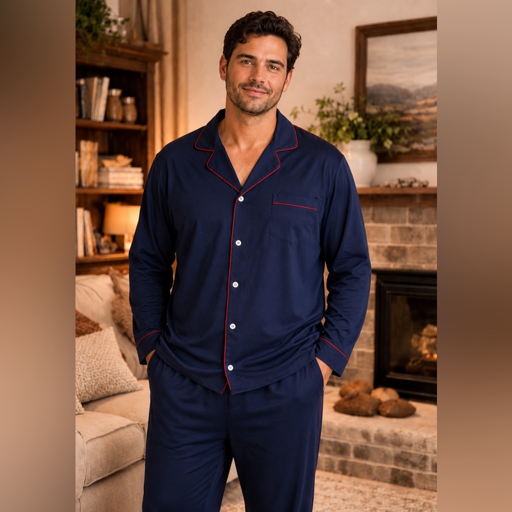NWT Men’s 3x Oscar de la Renta Pajama Set 2pc Navy Blue & Red “Big Man”